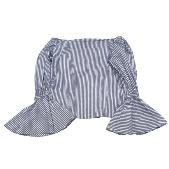 Alexis Juniper Striped Off-Shoulder Bell Sleeve Blouse Top Size Small - Picture 5 of 5
